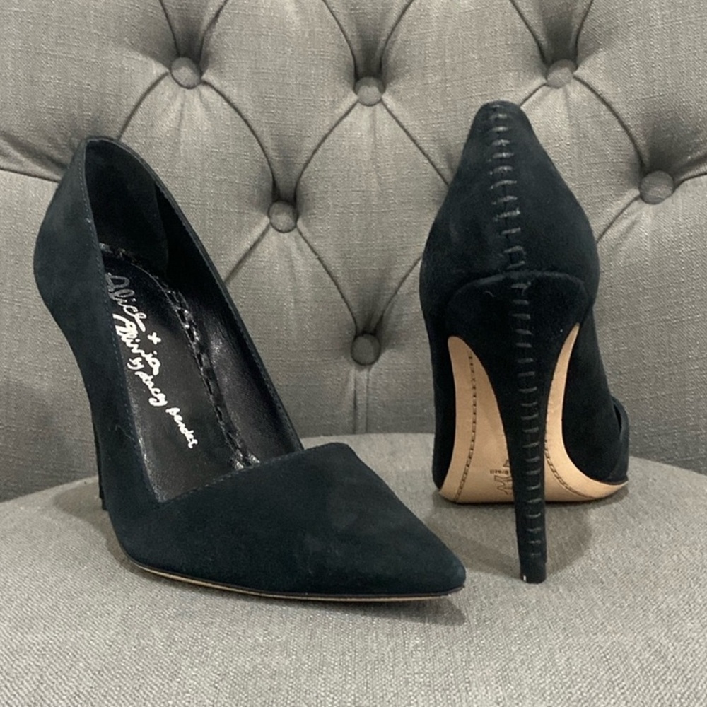 Alice + Olivia Black Stiletto Heels with Pointed Toe